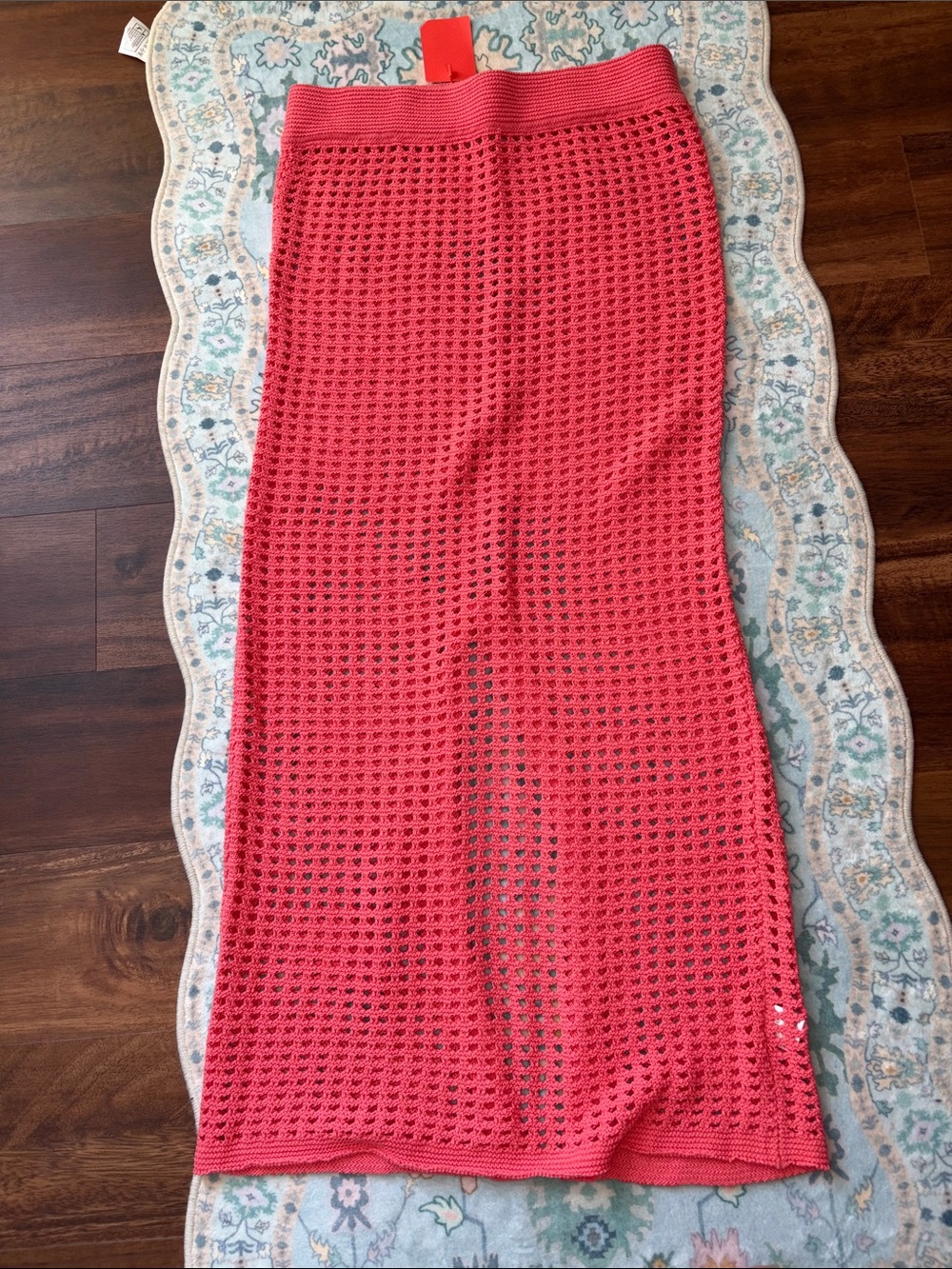 Olivaceous Coral Crochet Maxi Skirt